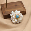 Women's Handmade Freshwater Pearl And Gold Plated Copper Flower Brooch