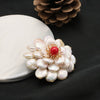 Women's Handmade Freshwater Pearl And Gold Plated Copper Flower Brooch
