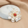 Women's Handmade Freshwater Pearl And Gold Plated Copper Flower Brooch