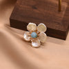 Women's Handmade Freshwater Pearl And Gold Plated Copper Flower Brooch