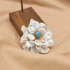 Women's Handmade Freshwater Pearl And Gold Plated Copper Flower Brooch