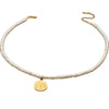 Women's Handmade Freshwater Pearl And Titanium Steel Beaded Coin Pendant Clavicle Chain With Geometric Design
