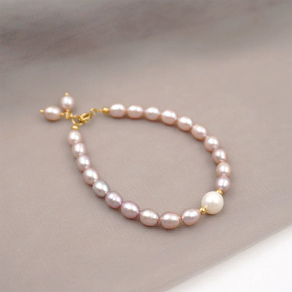 Women's Handmade Freshwater Pearl Bracelet Geometric Minimalist Design