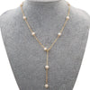 Women's Handmade Freshwater Pearl Cross Chain Necklace With Geometric Style