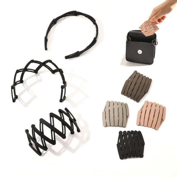 Women's Handmade Frosted Foldable Abs Resin Headband Portable Fashion Hair Accessory