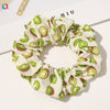 Women's Handmade Fruit Pattern Fabric Scrunchie Hair Tie Set With Avocado And Peach Designs