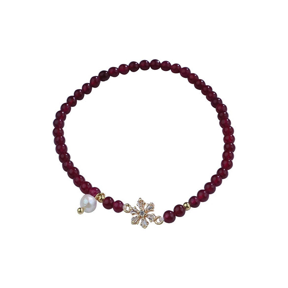 Women's Handmade Garnet Star Pattern Bracelet