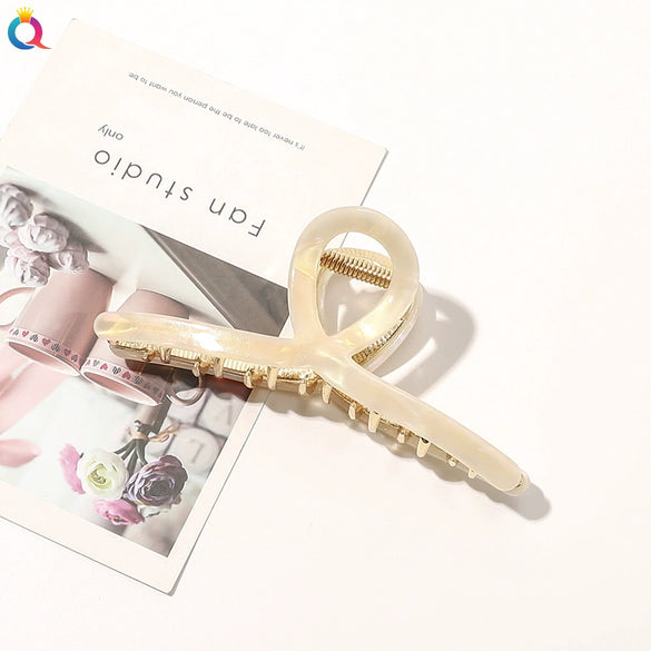 Women's Handmade Geometric Acetate Large Crossshaped Hair Claw Clip Statement Hairpin