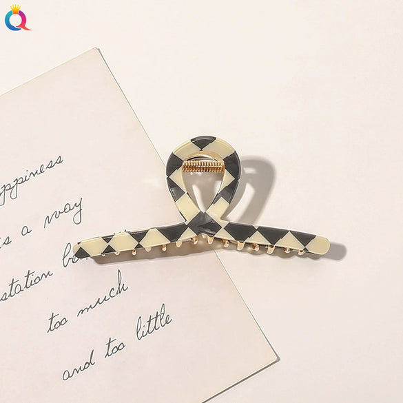 Women's Handmade Geometric Acetate Large Crossshaped Hair Claw Clip Statement Hairpin