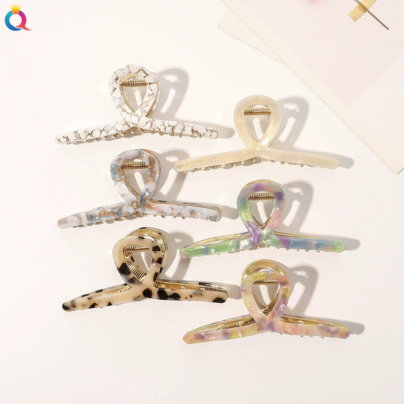 Women's Handmade Geometric Acetate Large Crossshaped Hair Claw Clip Statement Hairpin