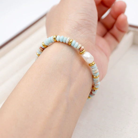 Women's Handmade Geometric Beaded Pearl Necklace And Clavicle Bracelet Accessories