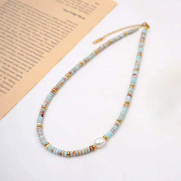 Women's Handmade Geometric Beaded Pearl Necklace And Clavicle Bracelet Accessories