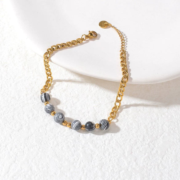 Women's Handmade Geometric Beaded Pearl Stainless Steel Bracelet