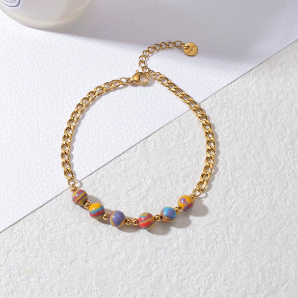 Women's Handmade Geometric Beaded Pearl Stainless Steel Bracelet