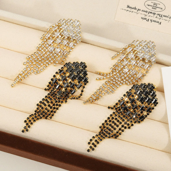 Women's Handmade Geometric Copper Long Tassel Earrings Fashion Light Luxury Popular Style