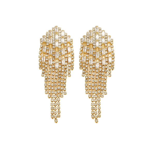 Women's Handmade Geometric Copper Long Tassel Earrings Fashion Light Luxury Popular Style