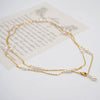 Women's Handmade Geometric Freshwater Pearl Necklace Cross Chain Style