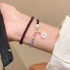 Women's Handmade Geometric Glass Glazed Garnet Beaded Double Layer Bracelet