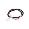 Women's Handmade Geometric Glass Glazed Garnet Beaded Double Layer Bracelet