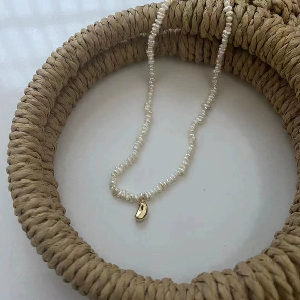 Women's Handmade Geometric Metal Freshwater Pearl Necklace