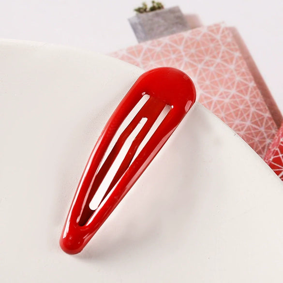 Women's Handmade Geometric Metal Water Drop Hair Clips Cute Candy Color Side Bangs Hair Accessories