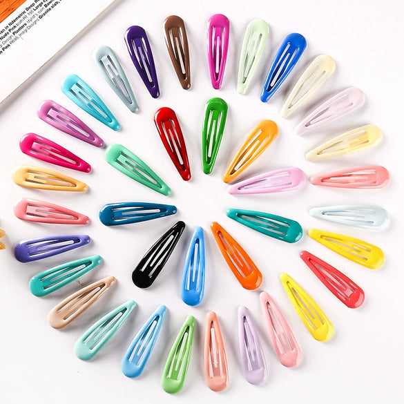 Women's Handmade Geometric Metal Water Drop Hair Clips Cute Candy Color Side Bangs Hair Accessories