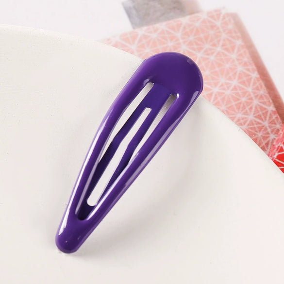 Women's Handmade Geometric Metal Water Drop Hair Clips Cute Candy Color Side Bangs Hair Accessories