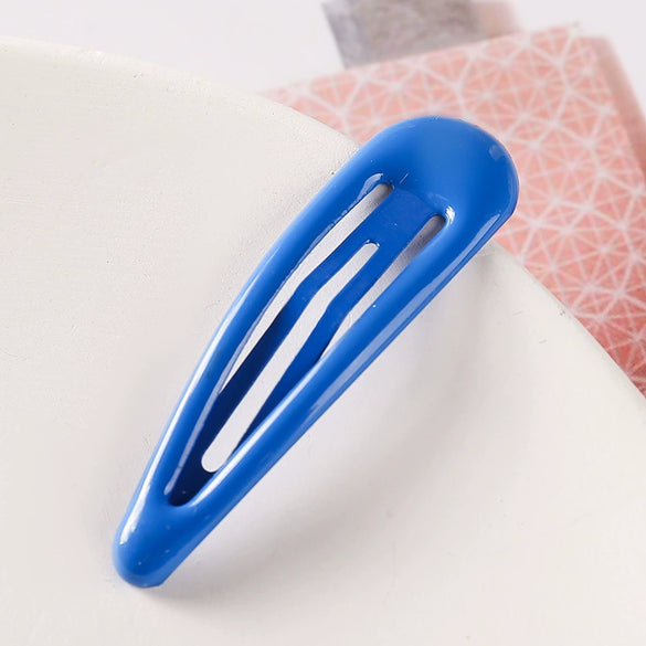 Women's Handmade Geometric Metal Water Drop Hair Clips Cute Candy Color Side Bangs Hair Accessories
