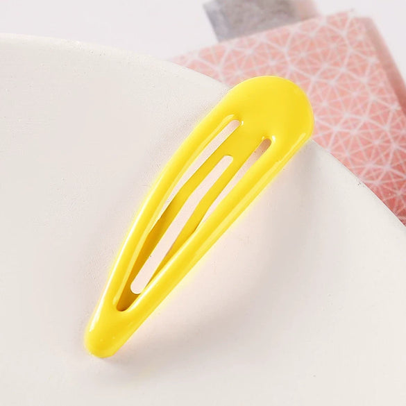 Women's Handmade Geometric Metal Water Drop Hair Clips Cute Candy Color Side Bangs Hair Accessories