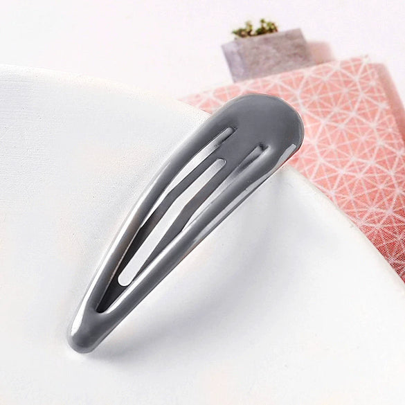 Women's Handmade Geometric Metal Water Drop Hair Clips Cute Candy Color Side Bangs Hair Accessories