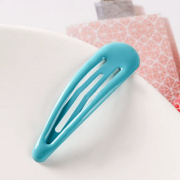 Women's Handmade Geometric Metal Water Drop Hair Clips Cute Candy Color Side Bangs Hair Accessories