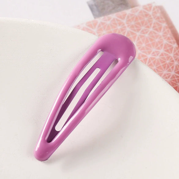 Women's Handmade Geometric Metal Water Drop Hair Clips Cute Candy Color Side Bangs Hair Accessories