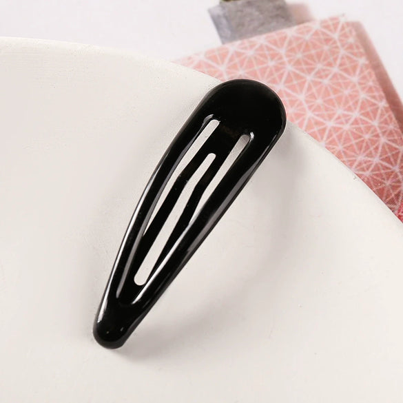 Women's Handmade Geometric Metal Water Drop Hair Clips Cute Candy Color Side Bangs Hair Accessories