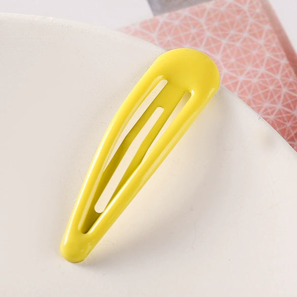 Women's Handmade Geometric Metal Water Drop Hair Clips Cute Candy Color Side Bangs Hair Accessories