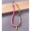 Women's Handmade Geometric Natural Stone Beaded Titanium Steel Necklace Maillard Style Regular Chain Mixed Gemstone Inlay