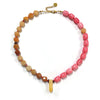 Women's Handmade Geometric Natural Stone Beaded Titanium Steel Necklace Maillard Style Regular Chain Mixed Gemstone Inlay