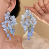 Women's Handmade Glass Glazed Flower Tassel Earrings