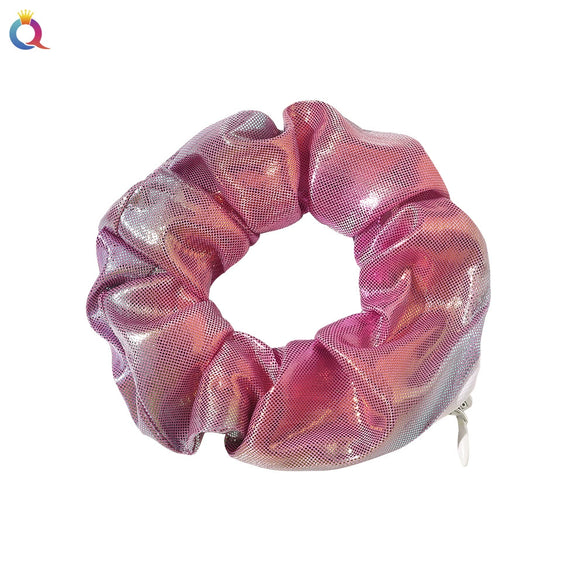 Women's Handmade Gradient Fabric Scrunchie Hair Tie With Zipper Detail Fashion Ponytail Hair Accessory Wholesale