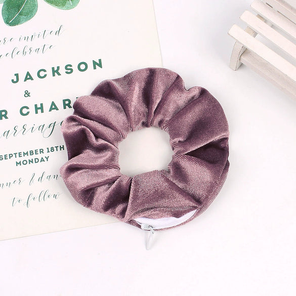Women's Handmade Gradient Fabric Scrunchie Hair Tie With Zipper Detail Fashion Ponytail Hair Accessory Wholesale