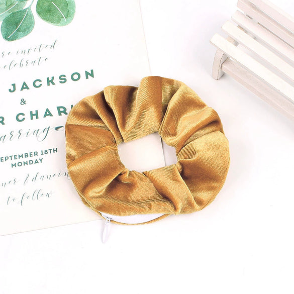 Women's Handmade Gradient Fabric Scrunchie Hair Tie With Zipper Detail Fashion Ponytail Hair Accessory Wholesale