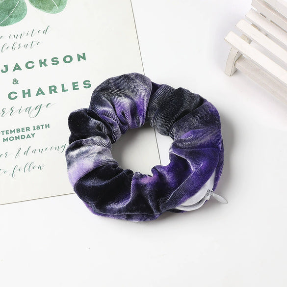 Women's Handmade Gradient Fabric Scrunchie Hair Tie With Zipper Detail Fashion Ponytail Hair Accessory Wholesale