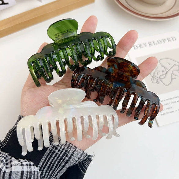 Women's Handmade High Sense Geometric Acetic Acid Hairpin Doublerow Teeth Grab Clip