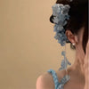 Women's Handmade Imitation Pearl Flower Tassel Shark Clip Hair Accessories