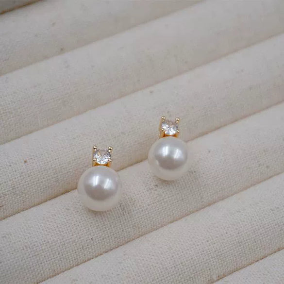 Women's Handmade Imitation Pearl Geometric Fresh Style Earrings And Pendant Necklace