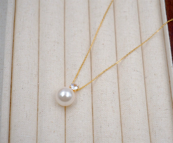 Women's Handmade Imitation Pearl Geometric Fresh Style Earrings And Pendant Necklace