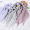Women's Handmade Lace Bow Scrunchie Hair Tie Double Layer Cloth Ponytail Holder Simple Hair Accessory