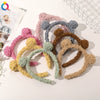 Women's Handmade Lamb Wool Plush Bear Headband Cute Animal Hair Accessory For Winter Wear