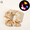 Women's Handmade Led Satin Scrunchie Hair Tie With Shiny Luminous Fabric Hair Accessory