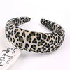 Women's Handmade Leopard Print Beaded Flannel Headband With Sponge Padding Fashion Hair Accessory
