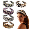 Women's Handmade Leopard Print Beaded Flannel Headband With Sponge Padding Fashion Hair Accessory